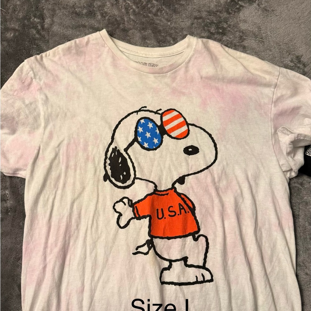 Snoopy USA Men’s T-Shirt - White and Red